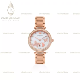 ساعت مچی سواروسکی صفحه طرحدار سفید رزگلد Swarovski