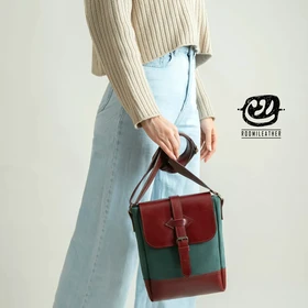 کیف چرم دوزی زیپ‌دار برزنتی