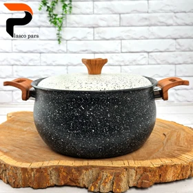 قابلمه 24 دسته چوبی گرانیتی مشکی سفید هاناتک