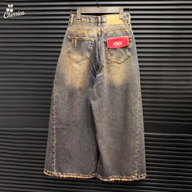 شلوار جین شافل زاپ‌دار کثیف شور کد 15