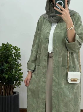 مانتو بلند جلو دکمه ژاکلین