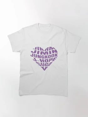 تیشرت گروه موسیقی BTS تیشرت بی تی اس طرح BTS Names Heart Shaped