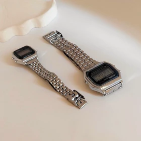 ست ساعت دیجیتال کاسیو وینتیج (Casio Digital Watch) – قاب دو رنگ و بند استیل