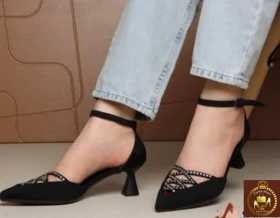 کفش صندل مجلسی زنانه پشت‌باز نگین‌دار