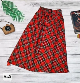 دامن چهارخونه پشمی قد 75 کد 50129 (کد 8)