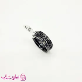 انگشتر مردانه استیل مشکی طرح کارتیه چرخان