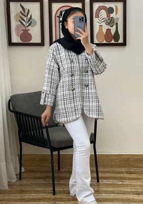 کت شانل بافت لمه دار کد 3172