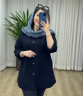 مانتو بغل دکمه لینن