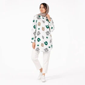 مانتو زنانه لینن طرح دار یارا