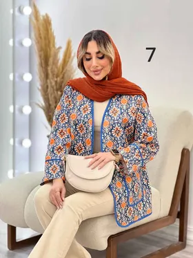 مانتو طرح دار نوار دوزی دو جیب