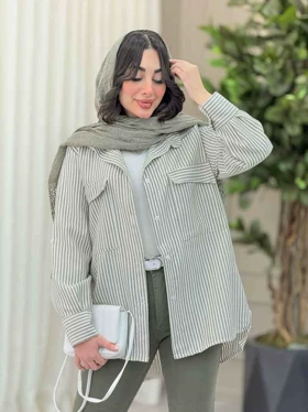 مانتو راه راه سر جیب هلال
