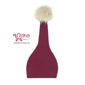 کلاه شیطونی بچه گانه پوم دار زرشکی مدل لبخند