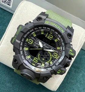ساعت جی شاک مردانه دوزمانه طرح جدید الارم دار سبز