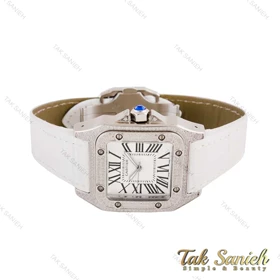 ساعت کارتیر سانتوس زنانه فول نگین سفید Cartier-4596-G