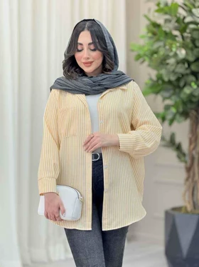 مانتو راه راه تک جیب