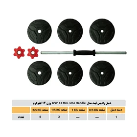 دمبل گرد قابل تنظیم وزن 13 کیلوگرم رادیس فیت مدل DVP13-MIX1 One Handle