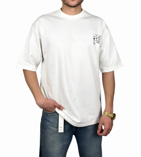 تیشرت آستین کوتاه مردانه سفید طرح دار گرافیکی