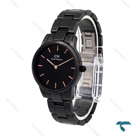 ساعت DW زنانه سرامیکی مشکی ایندکس رزگلد DW-6322-L