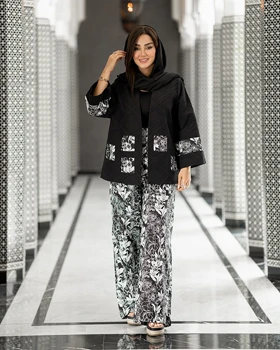 کت و شلوار ژاکارد تیکه دوزی