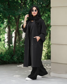مانتو مشکی یقه انگلیسی کد 830