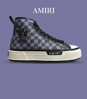 کفش اسنیکرزساق‌دار مشکی خاکستری Amiri Checkered مدل 5982
