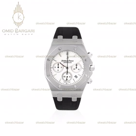 ساعت مچی اودمار پیگه کورنوگراف بند رابر مشکی صفحه سفید Audemars Piguet