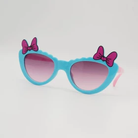 عینک آفتابی بچگانه پاپیون‌دار طرح میکی‌موس با شیشه‌های ضد اشعه UV (آبی صورتی)