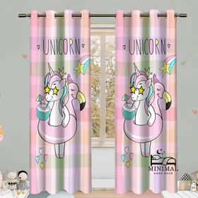 پرده کودک طرح اسب تک شاخ مدل W4634