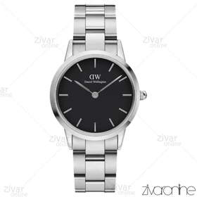 ساعت دنیل ولینگتون آیکونیک لینک زنانه سیلور صفحه مشکی مدیوم 103456