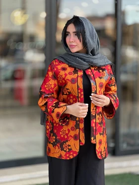مانتو طرح برجسته گل‌دار کد 810