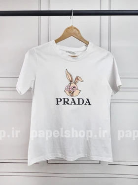 تیشرت کراپی یقه گرد طرح خرگوش