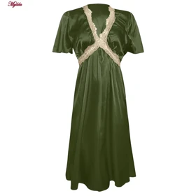 لباس خواب زنانه رنگ سبز مدل ساتن 5246-F08