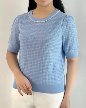 بلوز بافت یقه مروارید کد 5443