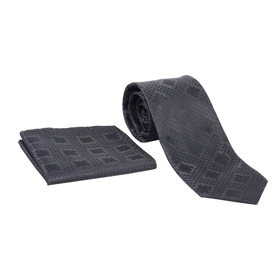 ست کراوات و پوشت طرحدار مشکی 98114