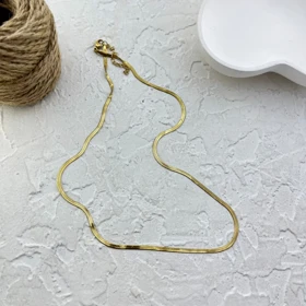 گردنبند زنانه مدل سرپینا فلت طرح زنجیر ماری آینه‌ای مدرن