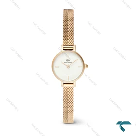 ساعت دنیل ولینگتون مینی زنانه گرد حصیری طلایی صفحه سفید DW-6653-L