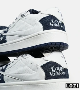 کفش کتانی مردانه و زنانه سفید سرمه ای NIKE LOUIS VUITTON x travis scott