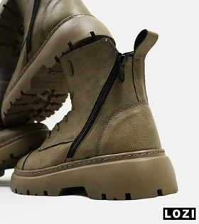 نیم بوت چرمی مردانه زیتونی Timberland