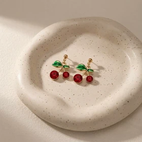 گوشواره تابستانی طرح گیلاس جواهری کد 4839