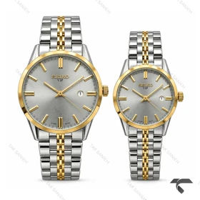 ست ساعت سیکو VIP رفرنس 31622 دورنگ طلایی صفحه طوسی Seiko-11527-S