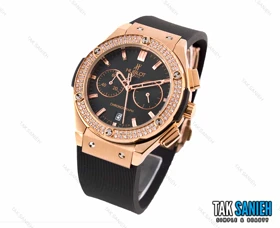 ساعت هابلوت زنانه سه موتوره نگین‌دار مشکی Hublot-2594-L