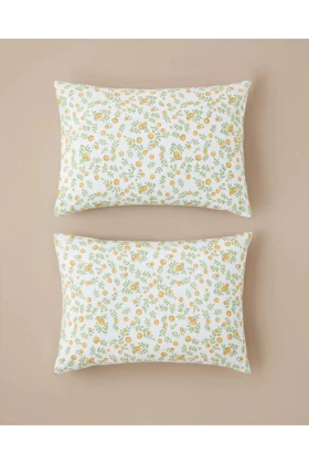 روبالشی دو عددی English Home مدل Sunleaf پنبه‌ای - سبز و زرد