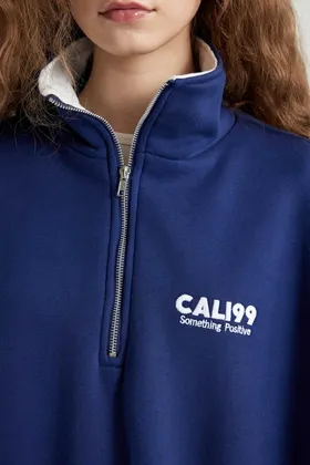 سویشرت پارچه ای ضخیم دوزی شده با نیم زیپ مناسب C4581AX24SM