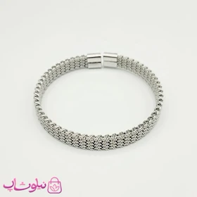 دستبند حصیری مردانه استیل نقره ای رنگ کد 1991