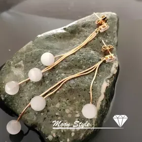 گوشواره آویز گوی دار ژوپینگ آبکاری طلا