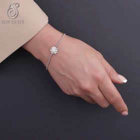 دستبند نقره طرح گل