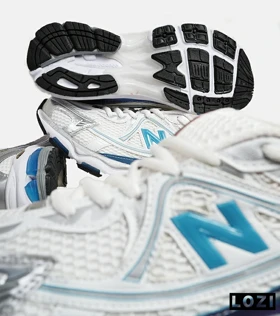 کفش کتانی مردانه و زنانه سفید طوسی آبی NEW BALANCE 1064 مدل 6312