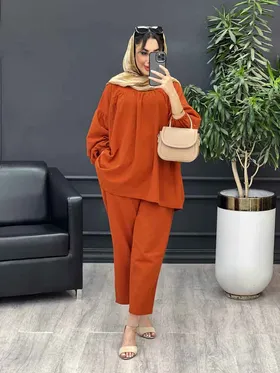 ست مانتو و شلوار جلو بسته ملینا