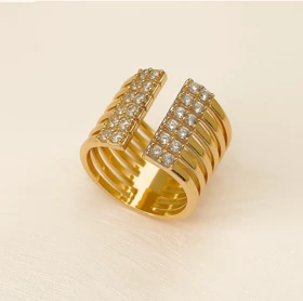 انگشتر ژوپینگ طرح شیاردار نگیندار