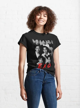 تیشرت توایس EXO Kpop Group Members black and white